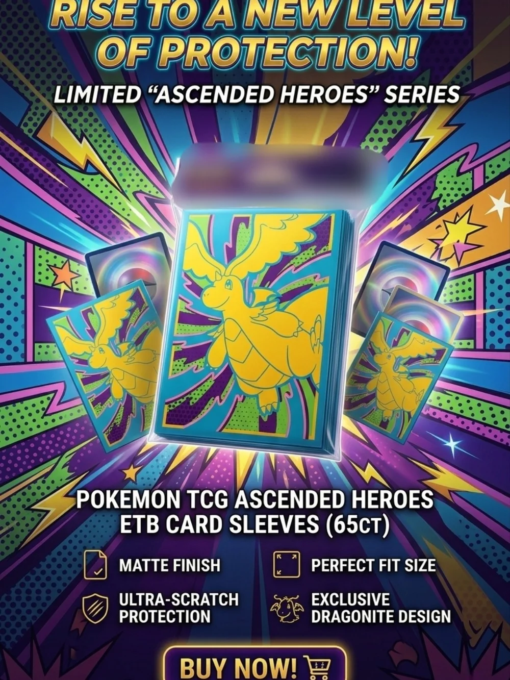 Pokemon TCG Ascended Heroes ETB Card Sleeves 65Ct Gaming Protectors Trading Cove